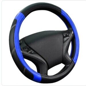 Car Pass Faux Leather Universal Steering Wheel Cover Fits Trucks, SUVs,Cars Blue